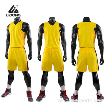 Aangepaste mannen basketbal uniform gewoon blanco basketbal jersey